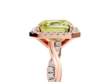 Rose gold Fancy Yellow Asscher  Cut Halo Twisted Band Four-Prong Ring_5
