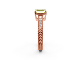 Rose gold Fancy Yellow Asscher  Cut Milgrain Channel Set Engagement Ring with Solitaire Prong Setting_18
