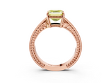 Rose gold Fancy Yellow Asscher  Cut Milgrain Channel Set Engagement Ring with Solitaire Prong Setting_19