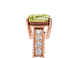Rose gold Fancy Yellow Asscher  Cut Milgrain Channel Set Engagement Ring with Solitaire Prong Setting_21