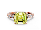 Rose gold Fancy Yellow Asscher  Cut Pavé Band Solitaire Ring with Four-Prong Setting_34
