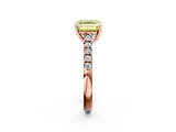 Rose gold Fancy Yellow Asscher  Cut Pavé Band Solitaire Ring with Four-Prong Setting_36