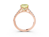 Rose gold Fancy Yellow Asscher  Cut Pavé Band Solitaire Ring with Four-Prong Setting_37