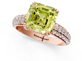 Rose gold Fancy Yellow Asscher  Cut Pave Diamond Engagement Ring with Channel Set Band and Four-Prong Setting_1