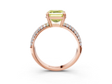 Rose gold Fancy Yellow Asscher  Cut Pave Diamond Engagement Ring with Channel Set Band and Four-Prong Setting_3