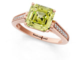 Rose gold Fancy Yellow Asscher Cut Solitaire Cathedral Diamond Engagement Ring with Channel-Set Band and Four-Prong Setting_4