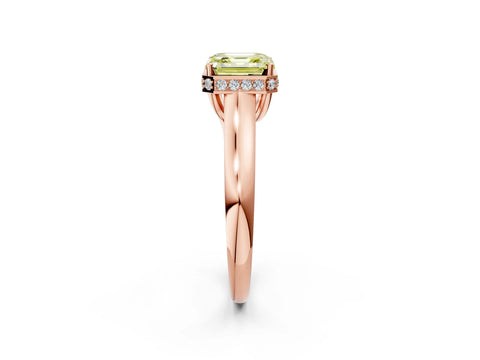 Rose gold Fancy Yellow Asscher Cut Solitaire Diamond Engagement Ring with Four-Prong Setting and Tapered Band_2