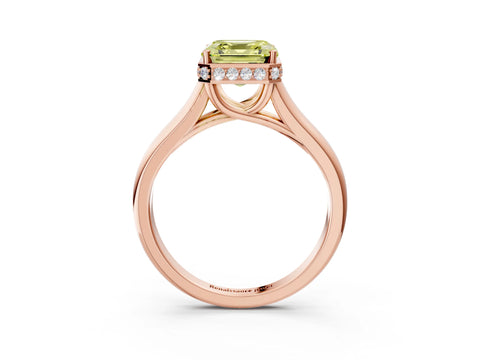 Rose gold Fancy Yellow Asscher Cut Solitaire Diamond Engagement Ring with Four-Prong Setting and Tapered Band_3