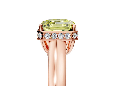 Rose gold Fancy Yellow Asscher Cut Solitaire Diamond Engagement Ring with Four-Prong Setting and Tapered Band_5