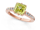 Rose gold Fancy Yellow Asscher Cut Solitaire Diamond Engagement Ring with Pavé Band and Six-Prong Setting_1