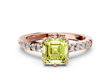 Rose gold Fancy Yellow Asscher Cut Solitaire Diamond Engagement Ring with Pavé Band and Six-Prong Setting_24