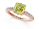 Rose gold Fancy Yellow Asscher Cut Solitaire Diamond Engagement Ring with Pavé Band and Six-Prong Setting_25