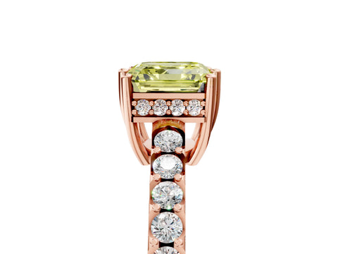 Rose gold Fancy Yellow Asscher Cut Solitaire Diamond Engagement Ring with Pavé Band and Six-Prong Setting_5