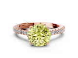 Rose gold Fancy Yellow Asscher  Cut Solitaire Diamond Engagement Ring with Pave Band and Four-Prong Setting