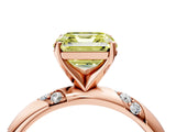 Rose gold Fancy Yellow Asscher Cut Solitaire Diamond Engagement Ring with Twisted Pave Band and Four-Prong Setting_7