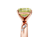 Rose gold Fancy Yellow Asscher Cut Solitaire Diamond Engagement Ring with Twisted Pave Band and Four-Prong Setting_8