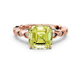 Rose gold Fancy Yellow Asscher Cut Solitaire Diamond Ring with Infinity Twist Band and Four-Prong Setting_12
