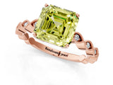 Rose gold Fancy Yellow Asscher Cut Solitaire Diamond Ring with Infinity Twist Band and Four-Prong Setting_13