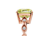 Rose gold Fancy Yellow Asscher Cut Solitaire Diamond Ring with Infinity Twist Band and Four-Prong Setting_17