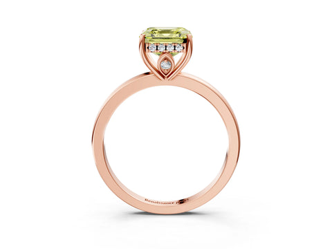 Rose gold Fancy Yellow Asscher Cut Solitaire Diamond Ring with Prong Setting and Plain Band_3