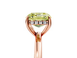 Rose gold Fancy Yellow Asscher Cut Solitaire Diamond Ring with Prong Setting and Plain Band_5