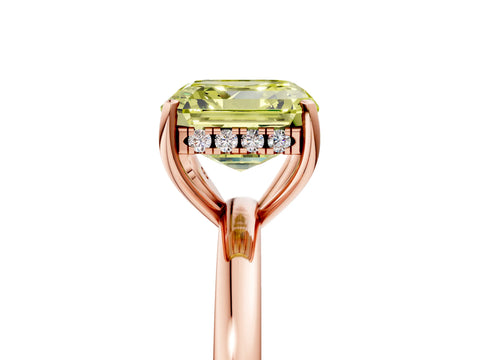 Rose gold Fancy Yellow Asscher Cut Solitaire Diamond Ring with Prong Setting and Plain Band_5