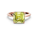 Rose gold Fancy Yellow Asscher Cut Solitaire Diamond Ring with Six-Prong Setting and Classic Band_12