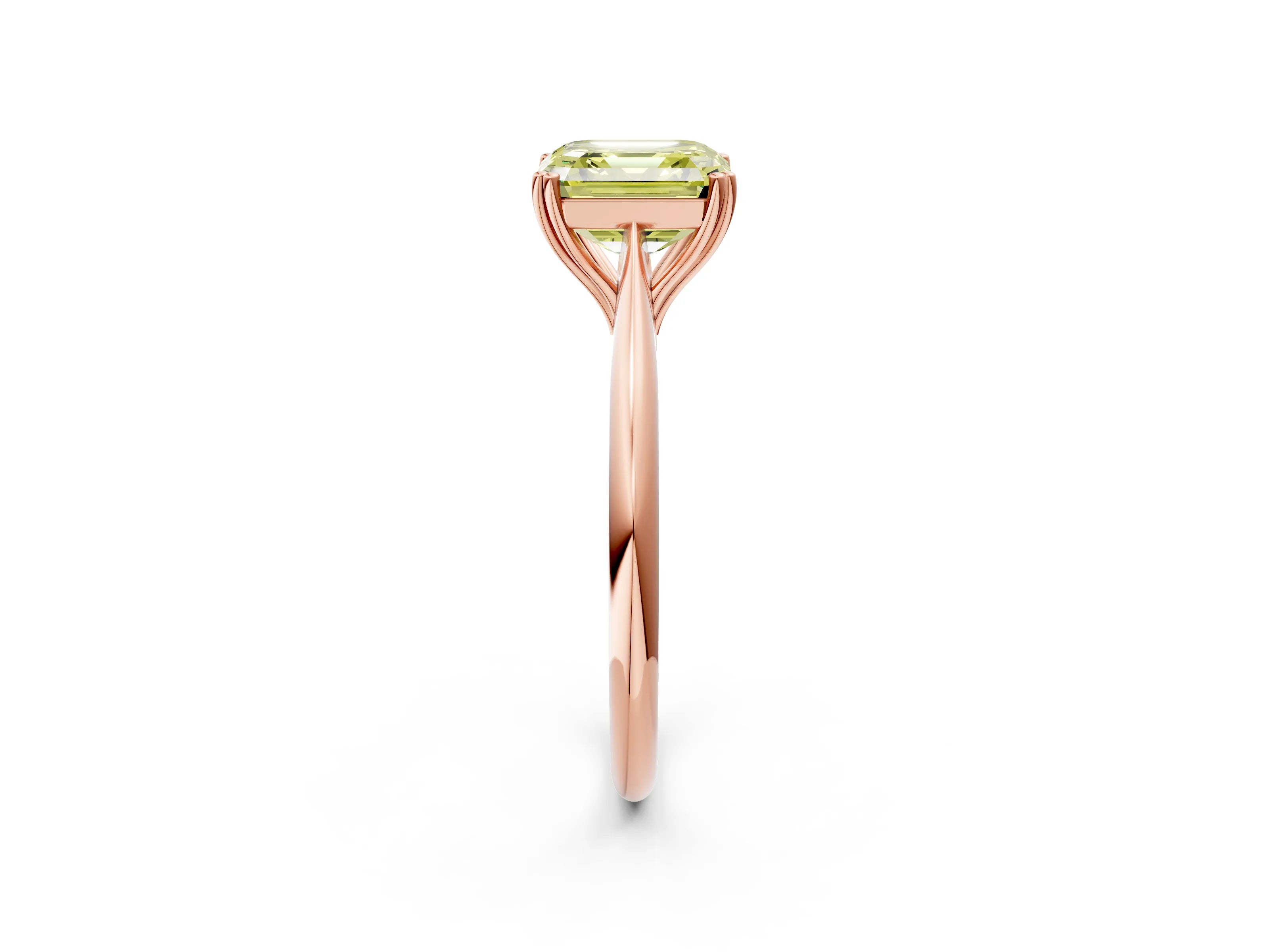 Rose gold Fancy Yellow Asscher Cut Solitaire Diamond Ring with Six-Prong Setting and Classic Band_2