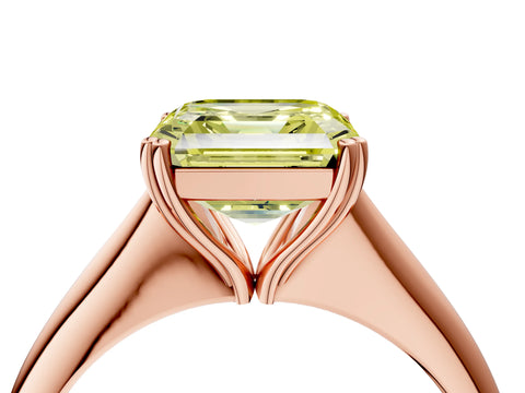 Rose gold Fancy Yellow Asscher Cut Solitaire Diamond Ring with Six-Prong Setting and Classic Band_4