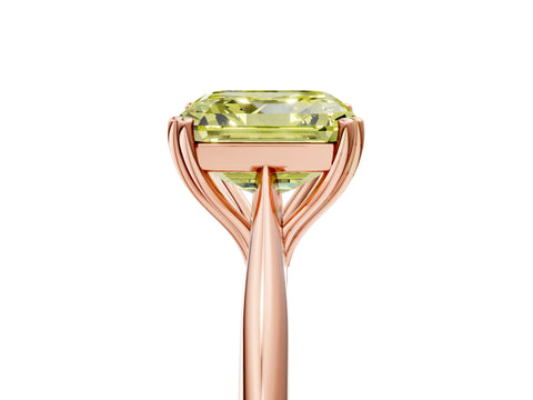 Rose gold Fancy Yellow Asscher Cut Solitaire Diamond Ring with Six-Prong Setting and Classic Band_5
