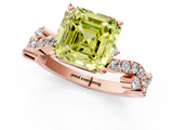 Rose gold Fancy Yellow Asscher  Cut Solitaire Diamond Twisted Band with Pave Setting_19