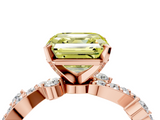 Rose gold Fancy Yellow Asscher  Cut Solitaire Diamond Twisted Band with Pave Setting_22