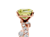 Rose gold Fancy Yellow Asscher  Cut Solitaire Diamond Twisted Band with Pave Setting_23
