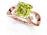 Rose gold Fancy Yellow Asscher  Cut Solitaire Diamond with Side Stones on Criss-Cross Band and Four-Prong Setting_17