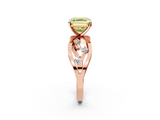 Rose gold Fancy Yellow Asscher  Cut Solitaire Diamond with Side Stones on Criss-Cross Band and Four-Prong Setting_18