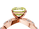 Rose gold Fancy Yellow Asscher  Cut Solitaire Diamond with Side Stones on Criss-Cross Band and Four-Prong Setting_20
