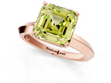 Rose gold Fancy Yellow Asscher  Cut Solitaire Engagement Ring with Flat Band and Four-Prong Setting 1