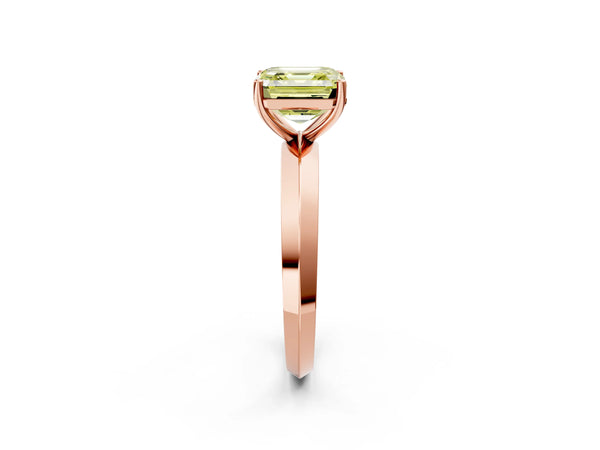 Rose Gold Asscher Cut Knife-Edge Solitaire Engagement Ring Setting for Fancy Yellow Center