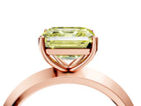 Rose gold Fancy Yellow Asscher  Cut Solitaire Engagement Ring with Flat Band and Four-Prong Setting 4