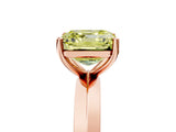 Rose gold Fancy Yellow Asscher  Cut Solitaire Engagement Ring with Flat Band and Four-Prong Setting 5