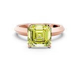 Rose gold Fancy Yellow Asscher  Cut Solitaire Engagement Ring with Flat Band and Four-Prong Setting