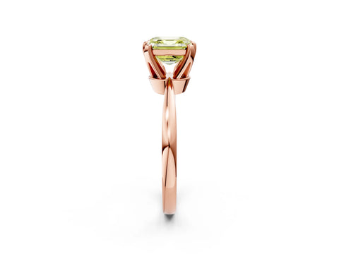 Rose gold Fancy Yellow Asscher Cut Solitaire Engagement Ring with Six-Prong Setting and Tapered Band_2