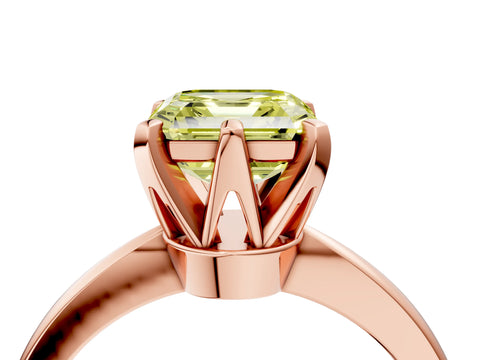 Rose gold Fancy Yellow Asscher Cut Solitaire Engagement Ring with Six-Prong Setting and Tapered Band_4
