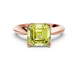 Rose gold Fancy Yellow Asscher  Cut Solitaire Engagement Ring with Tapered Band and Four-Prong Setting 1