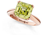 Rose gold Fancy Yellow Asscher  Cut Solitaire Engagement Ring with Tapered Band and Four-Prong Setting 2