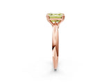 Rose gold Fancy Yellow Asscher  Cut Solitaire Engagement Ring with Tapered Band and Four-Prong Setting 3