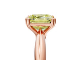 Rose gold Fancy Yellow Asscher  Cut Solitaire Engagement Ring with Tapered Band and Four-Prong Setting