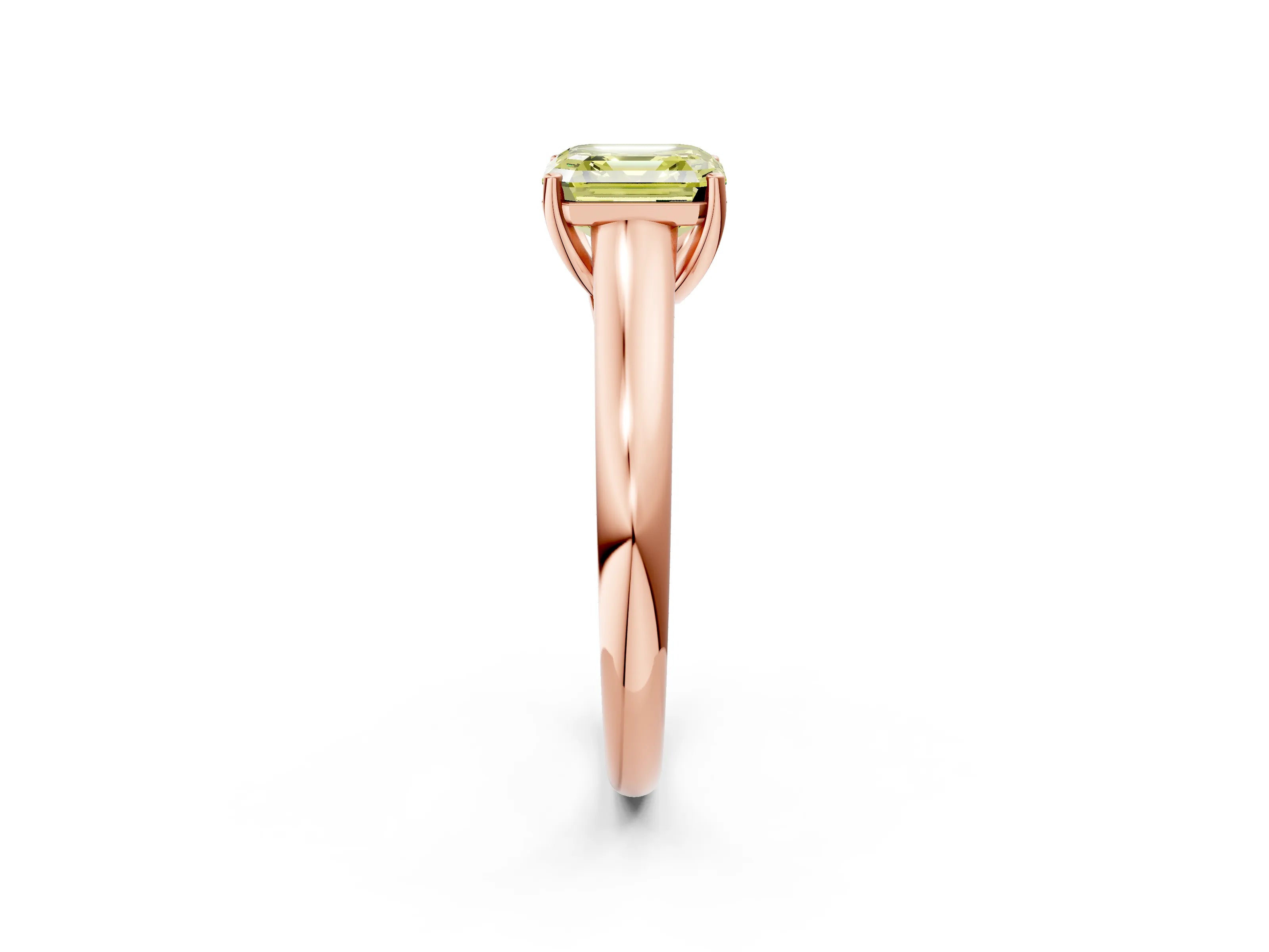 Rose gold Fancy Yellow Asscher Cut Solitaire Engagement Ring with Tapered Band and Four-Prong Setting_5