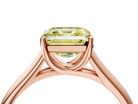Rose gold Fancy Yellow Asscher Cut Solitaire Engagement Ring with Tapered Band and Four-Prong Setting_7