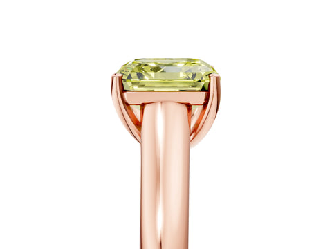 Rose gold Fancy Yellow Asscher Cut Solitaire Engagement Ring with Tapered Band and Four-Prong Setting_8